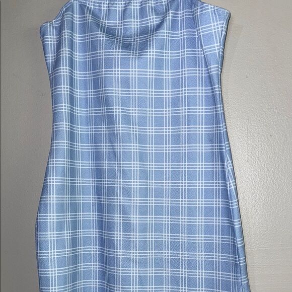Blue Plaid Checkered Bodycon Dress - Picture 6 of 10